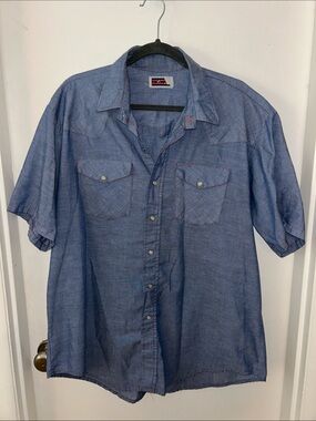 Pearl Snap Vintage Big Mac Shirt in Blue
